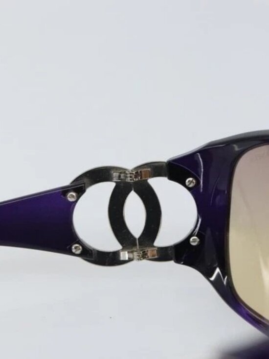 CHANEL Sunglasses plastic Purple CC Auth SW2002